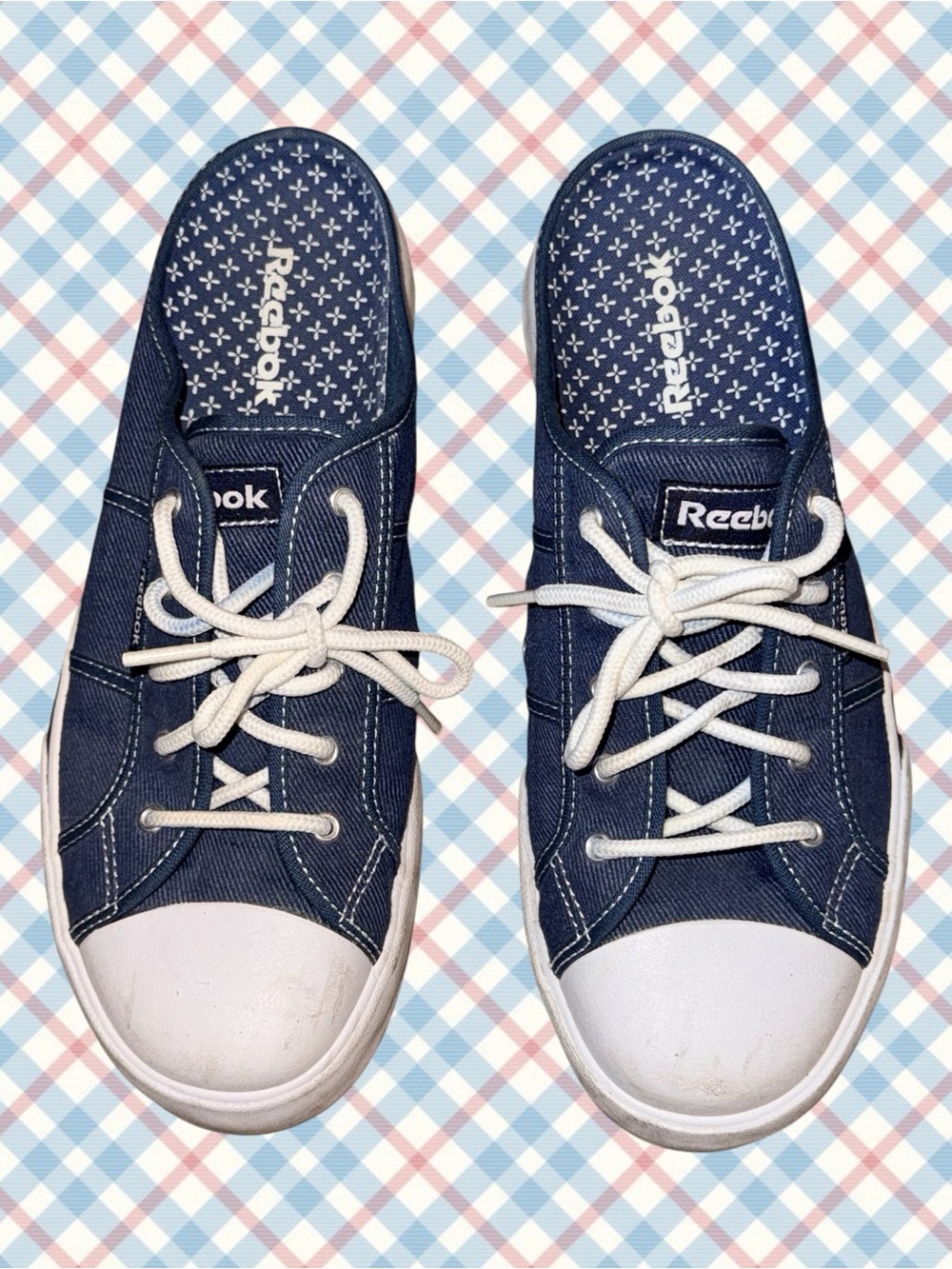 🌸Reebok Blue Denim Slip On Mule Sneakers